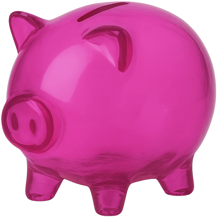 Investant Image of a Bright Pink Glass Piggy Bank