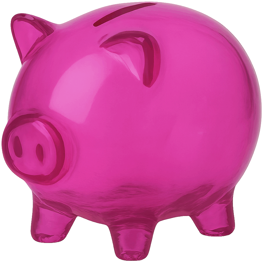 Investant Image of a Bright Pink Glass Piggy Bank
